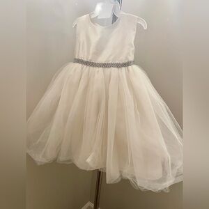 David's Bridal White Fit and Flare Sleeveless Dress